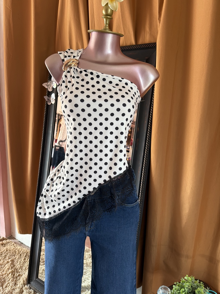Blusa blanca lunares M/L