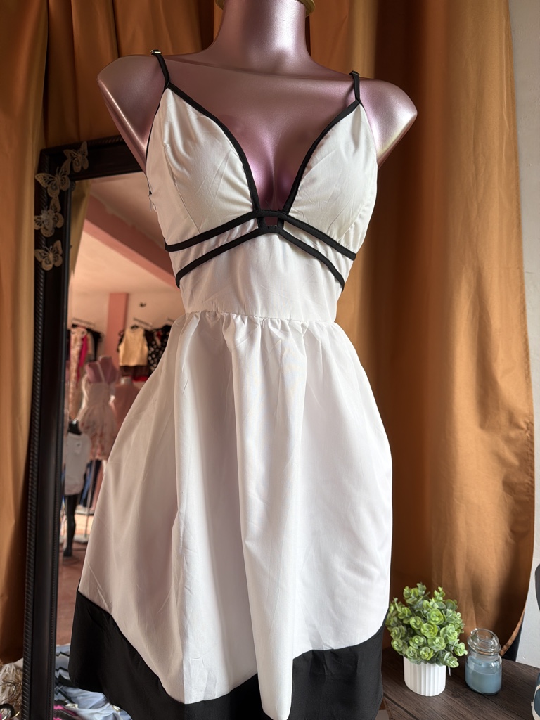 Vestido blanco con negro