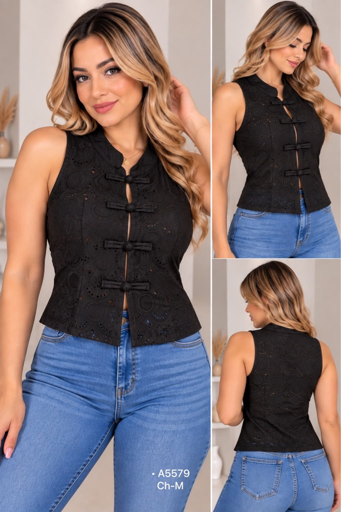 Blusa negra manga sisa