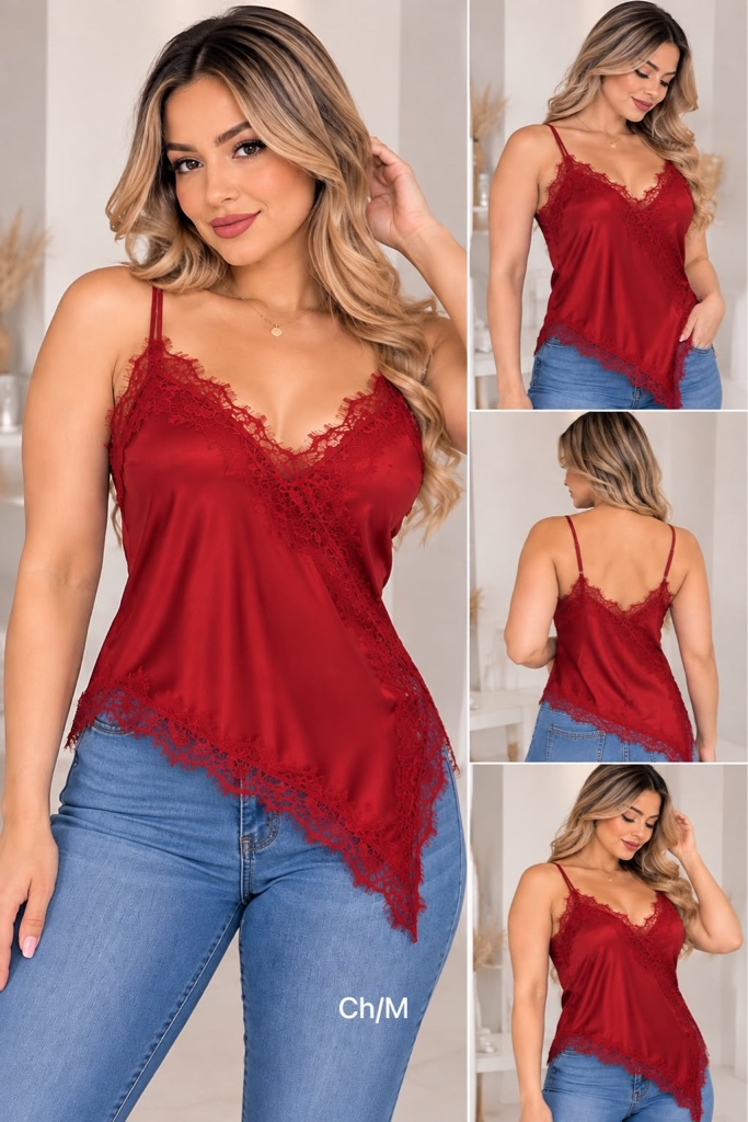 Blusa roja encaje