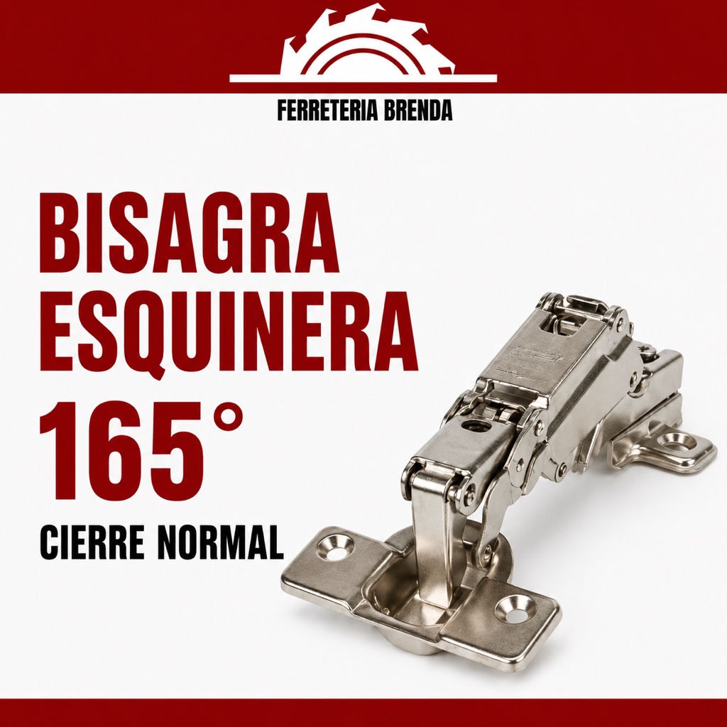 Bisagra esquinera 165° cierre normal