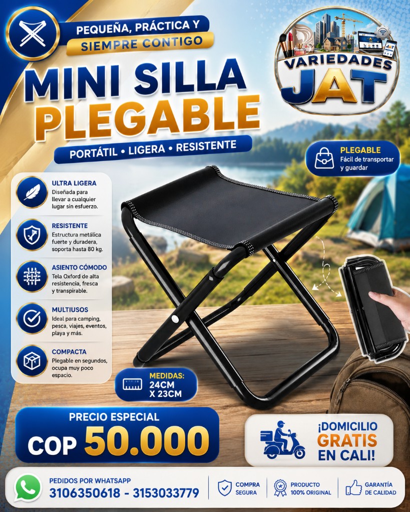 Mini silla plegable negra JAT