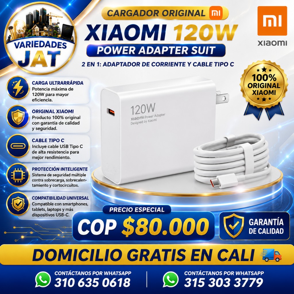 Xiaomi cargador 120W blanco