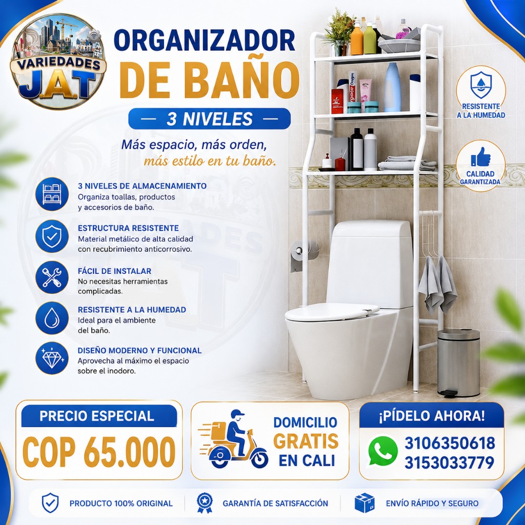 Organizador de baño blanco 3 niveles JAT