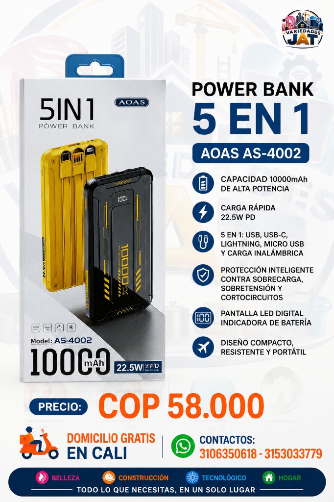AOAS AS-4002 power bank 5 en 1