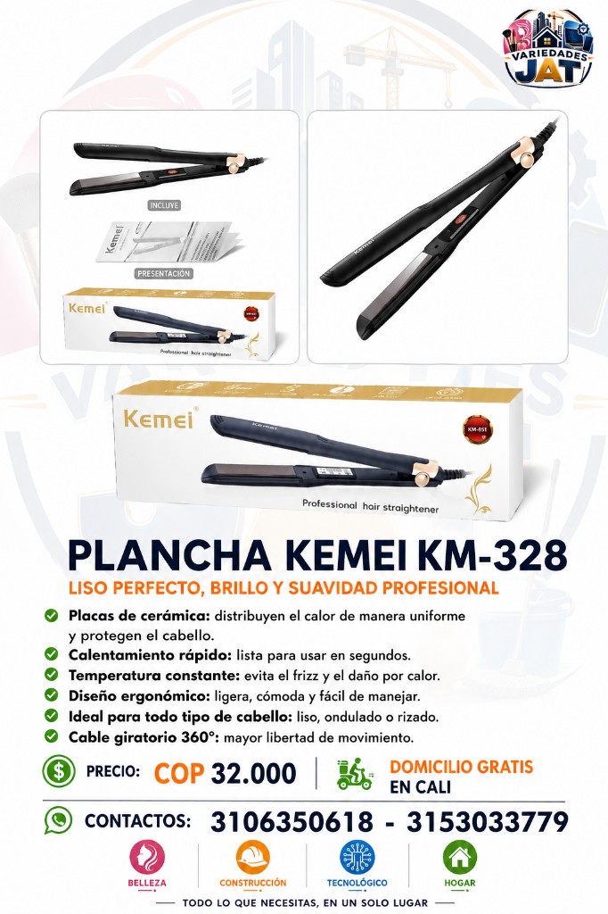 Kemei plancha negra KM-328
