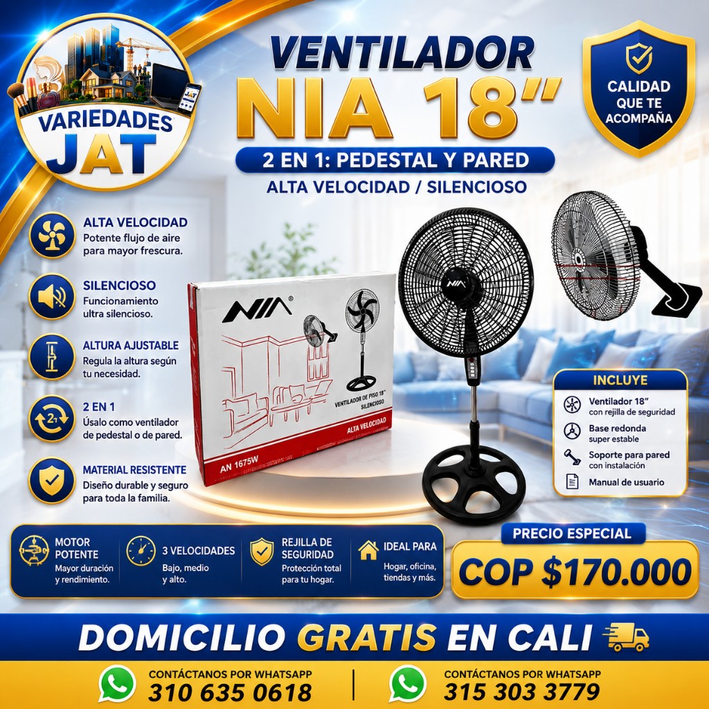 NIA 18" ventilador negro