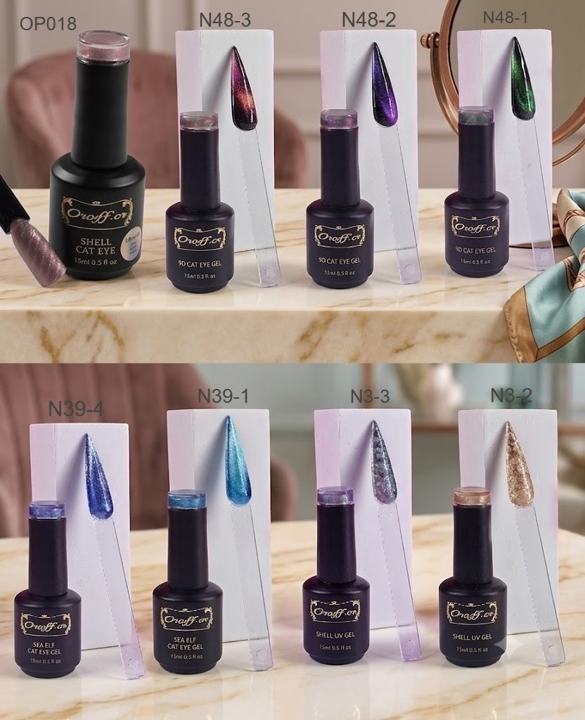 Esmalte de uñas en gel magnético con efecto "ojo de gato", perteneciente a la colección "Shell".