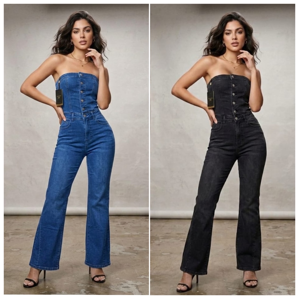 BRAGA DENIM STRAPLESS AZUL