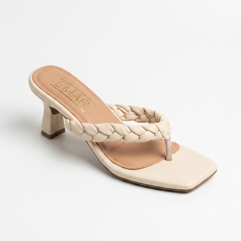 Taco beige claro tiras trenzadas (Taco copa - 5.5)