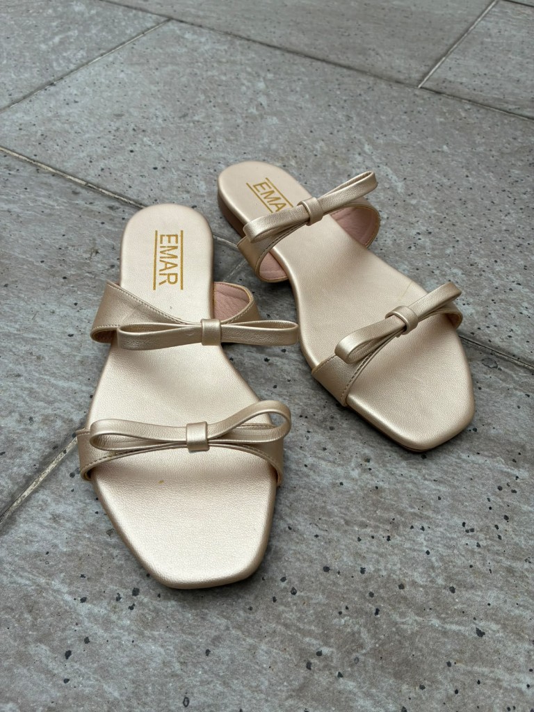 Sandalia champagne 2 lazos