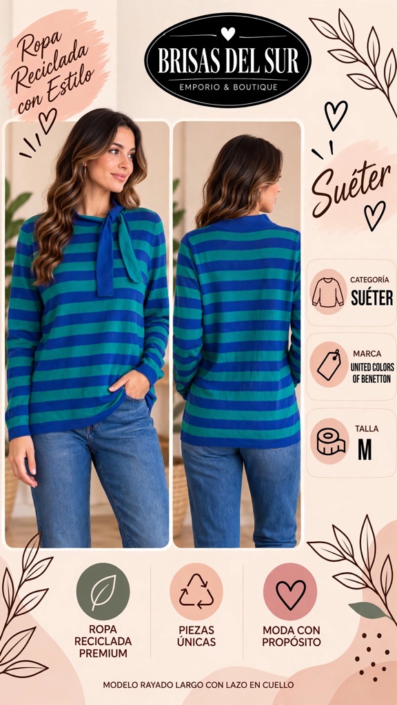 United Colors of Benetton suéter azul y verde
