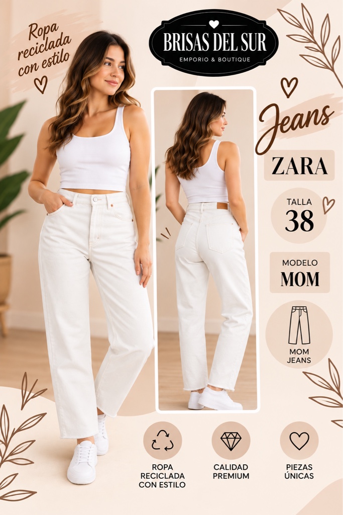 ZARA jeans blanco mom
