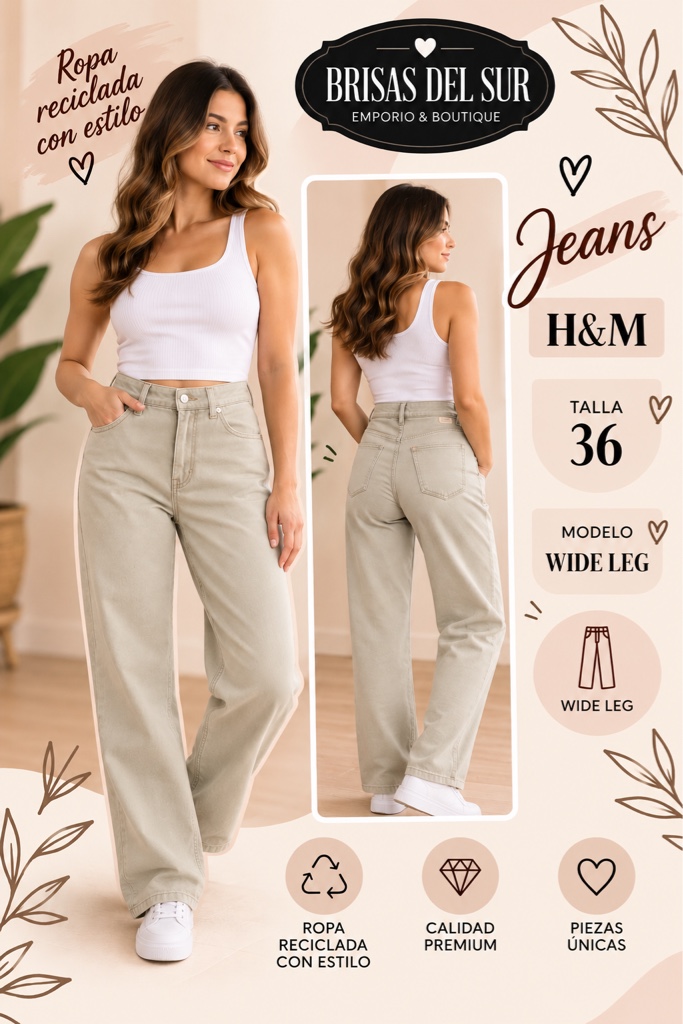 H&M jeans wide leg beige