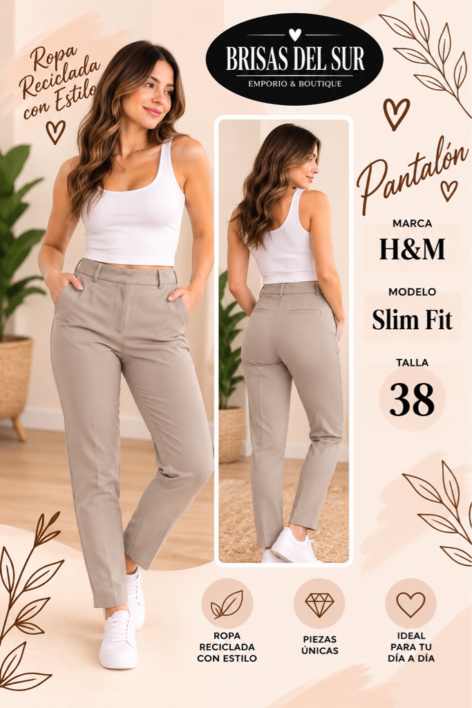 H&M pantalón beige Slim Fit