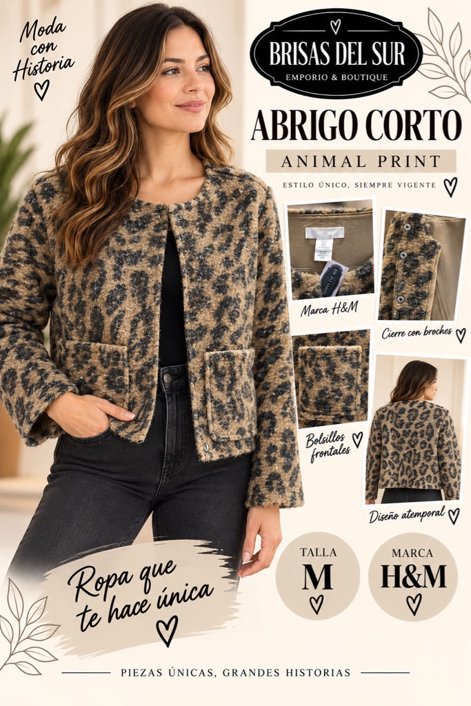 H&M abrigo corto animal print