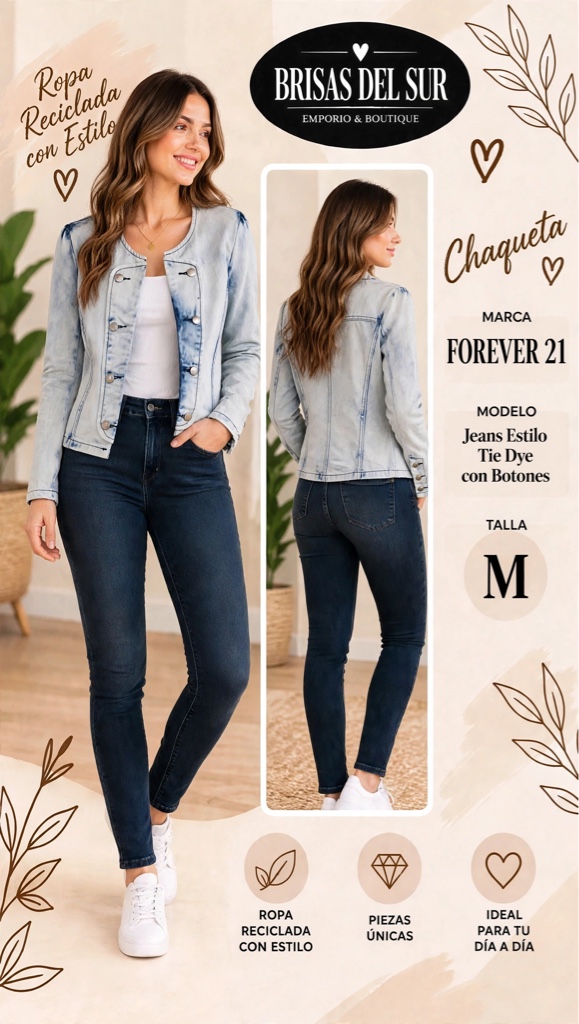 Forever 21 chaqueta jeans azul