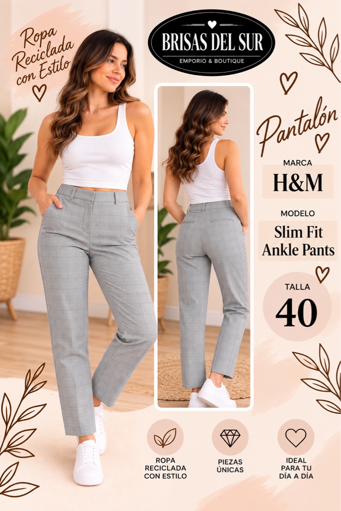 H&M pantalon gris slim fit