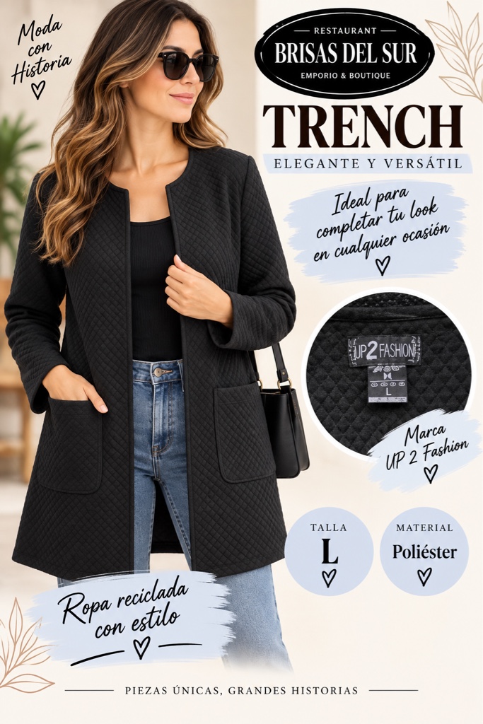 UP 2 Fashion trench negro