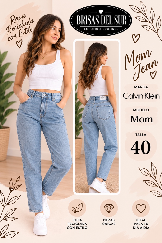 Calvin Klein Mom Jean azul