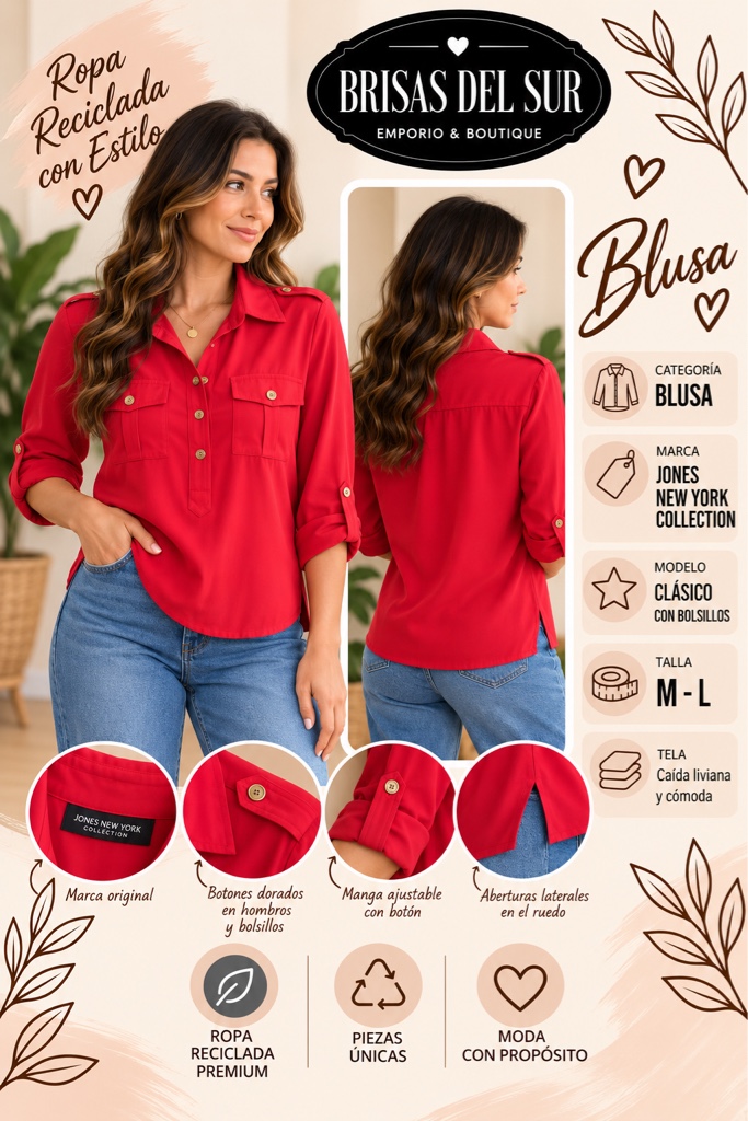 Jones New York Collection blusa roja