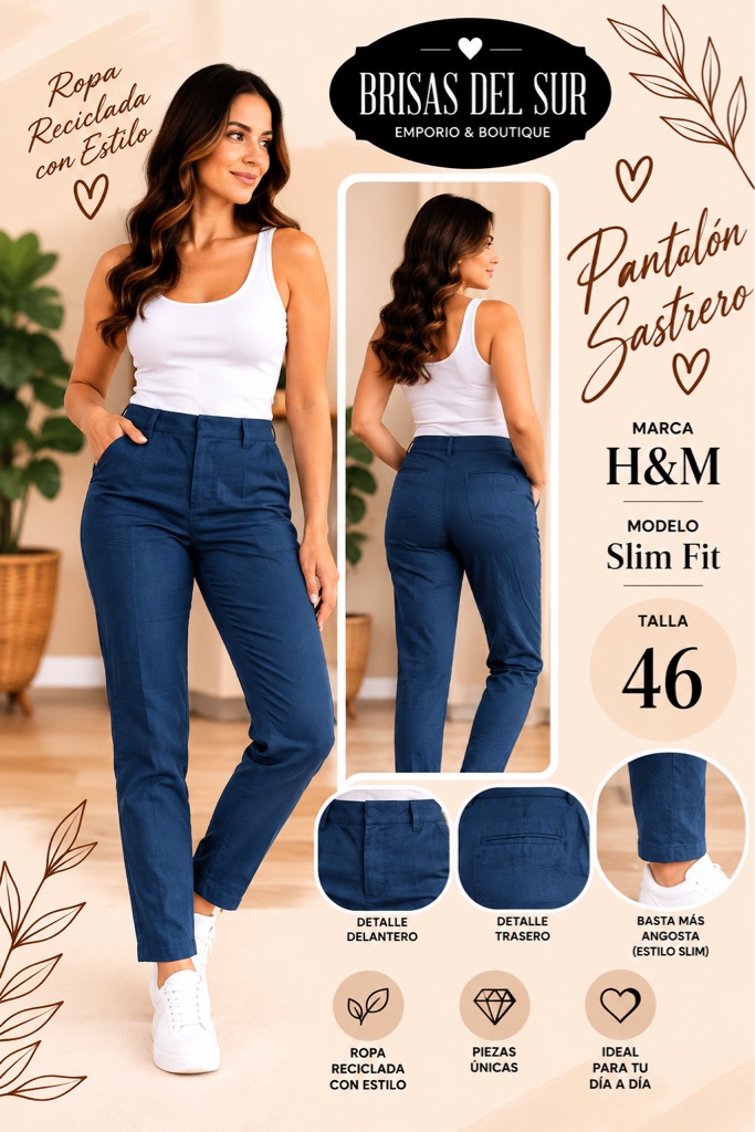 H&M pantalon sastrero azul