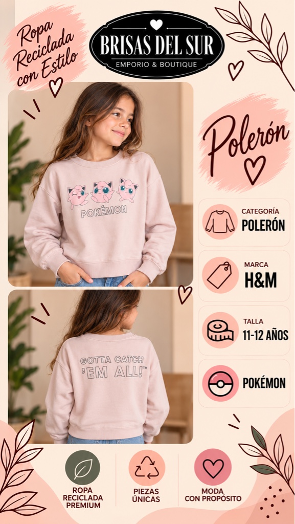 H&M polerón rosado Pokémon