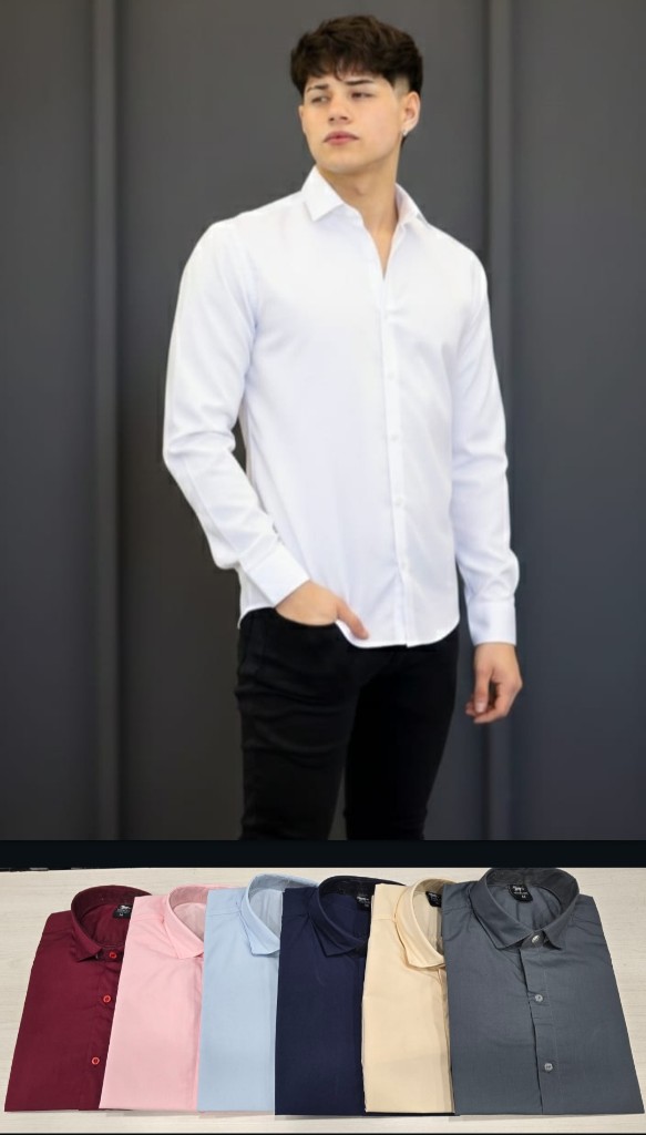 Rigido algodón liso camisa