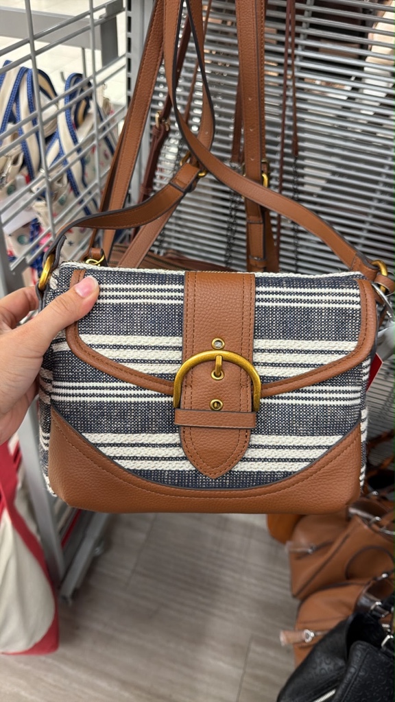 Cartera rosetti marrón con rayas