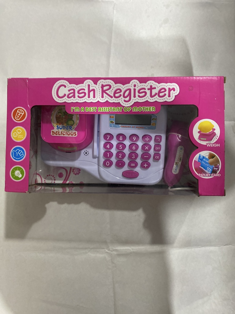 Caja registradora rosa de juguete