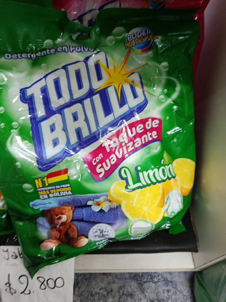 Jabón en polvo para lavar ropa marca todo brillo
