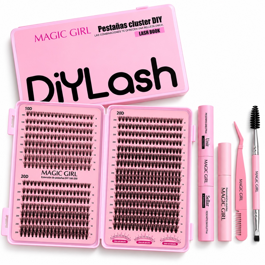 Magic Girl pestañas cluster DIY rosa
