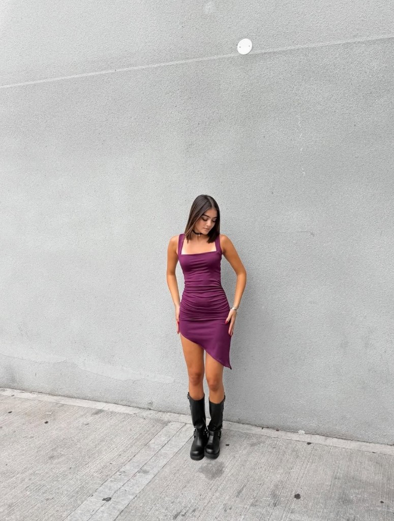 Vestido irregular con frunce