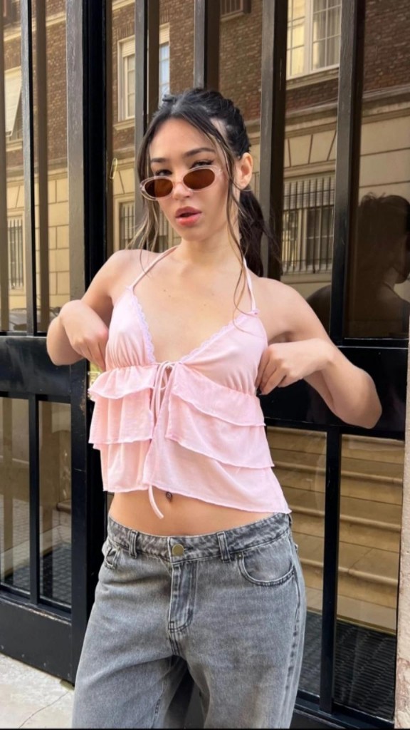Top rosa volados