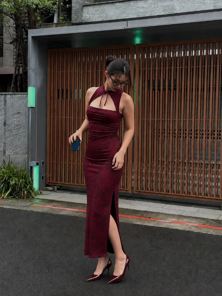 Vestido asiático largo