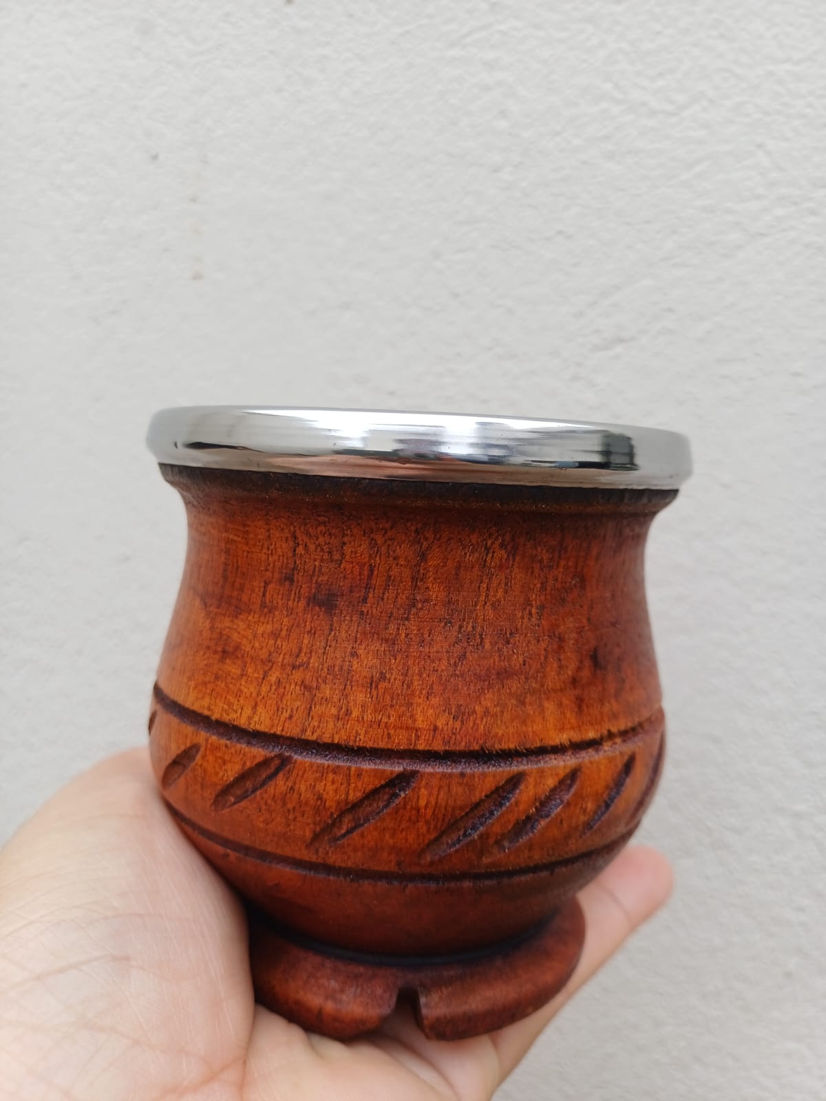 Mate Torneado de madera con virola en acero inoxidable