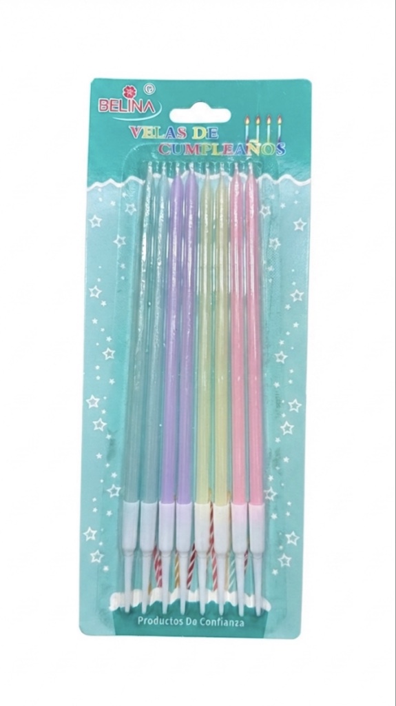 Vela Cumpleaños Colores Pastel Grande 8und