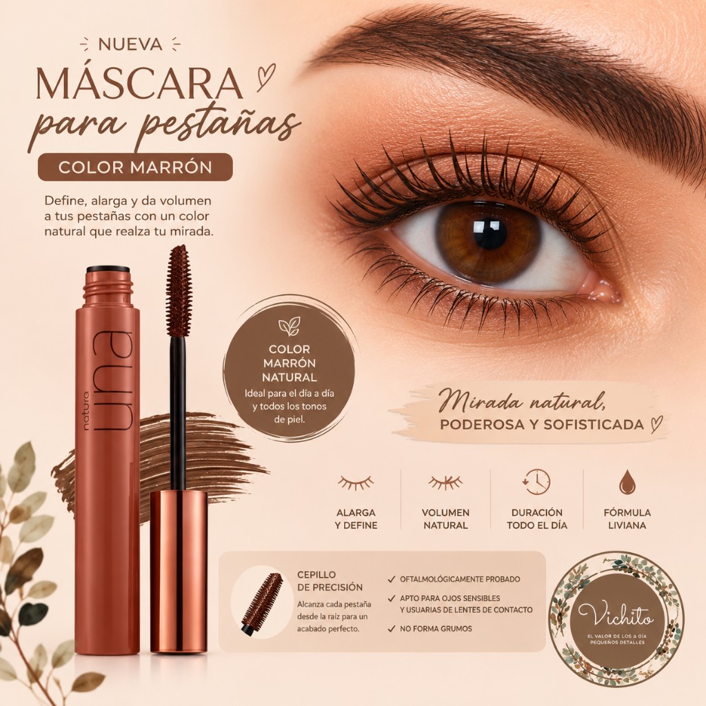 MÁSCARA PESTAÑAS VOLUMEN MARRÓN NATURA UNA