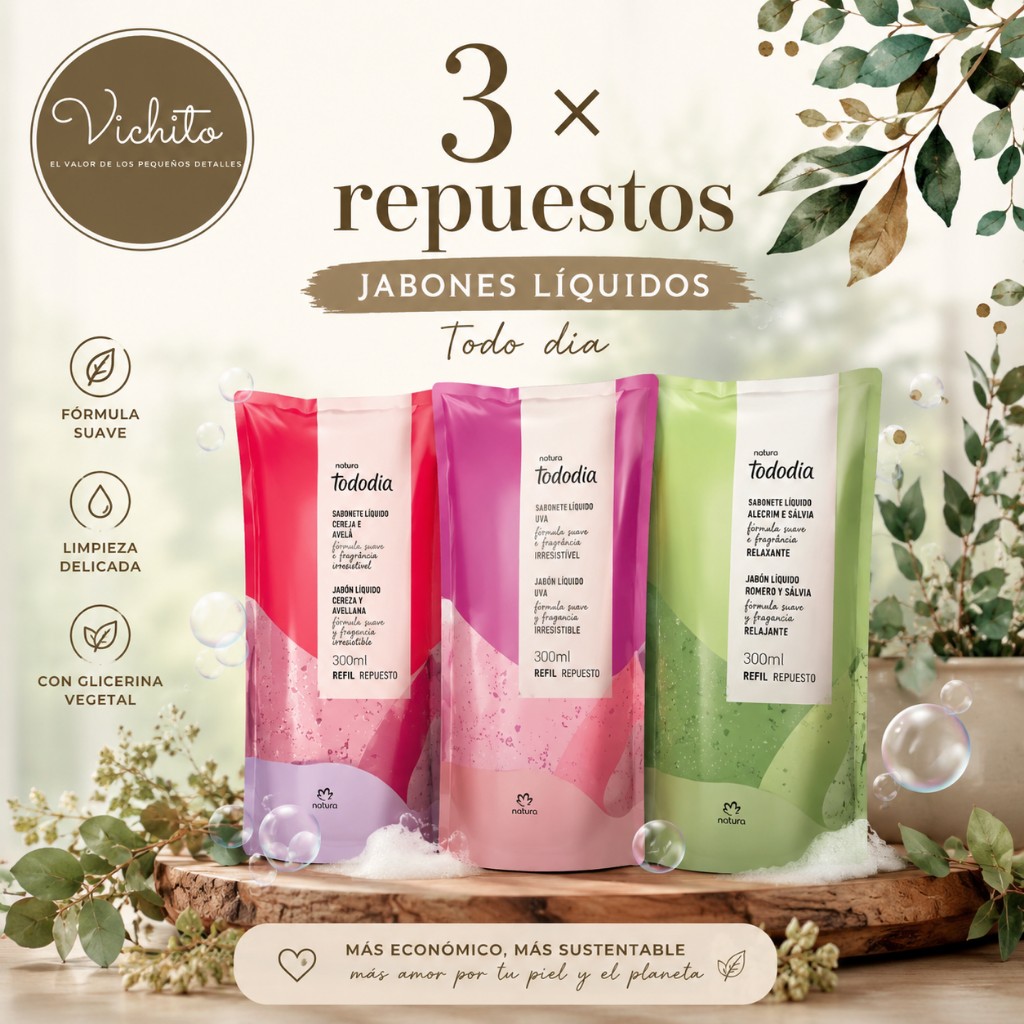 3 × recarga jabón líquido todo día
