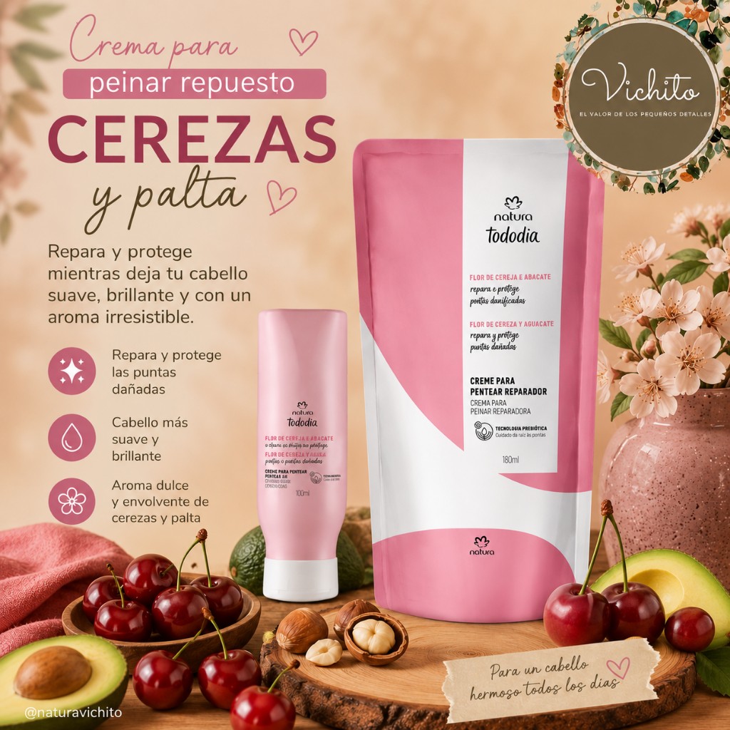 REPUESTO CREMA PARA PEINAR CEREZA Y PALTA