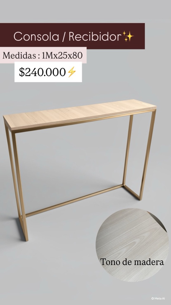 Consola recibidor dorada