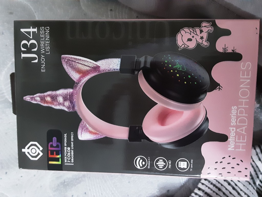 Audífonos Bluetooth de unicornio con luces