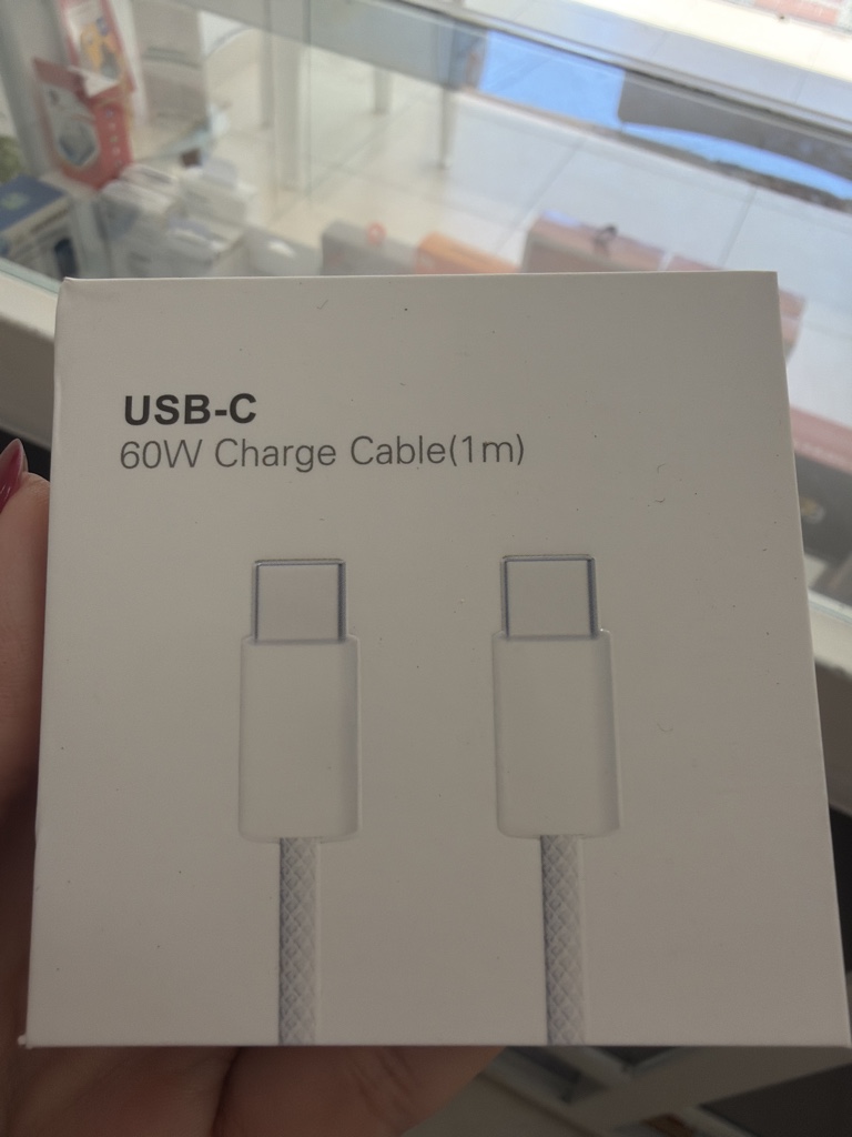 Cable iPhone tipo C a C 60W cable blanco 1m