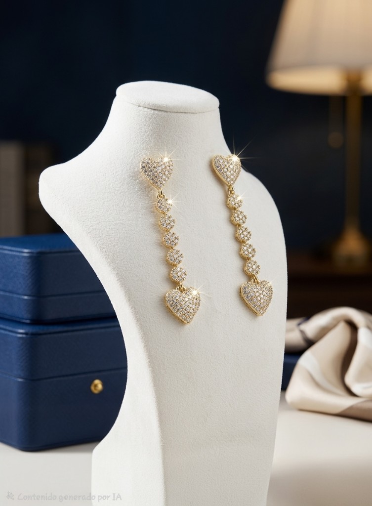 Aretes dorados con corazones