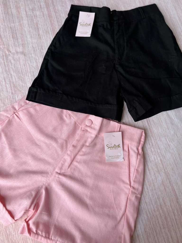 short lino botón forrado