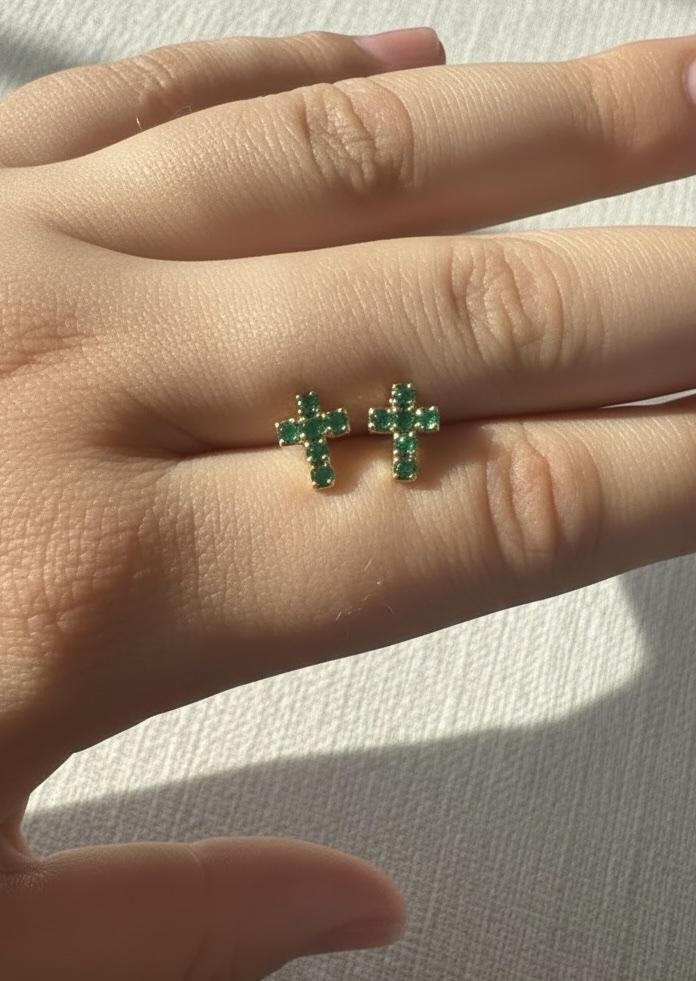 Aretes cruz verdes