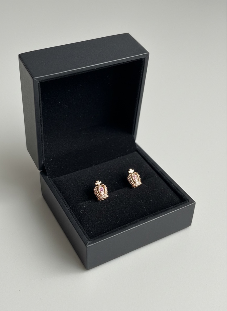 Aretes corona rosados