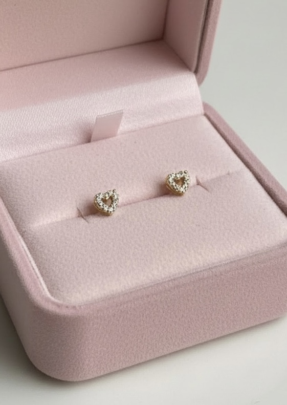 Aretes corazon rosa