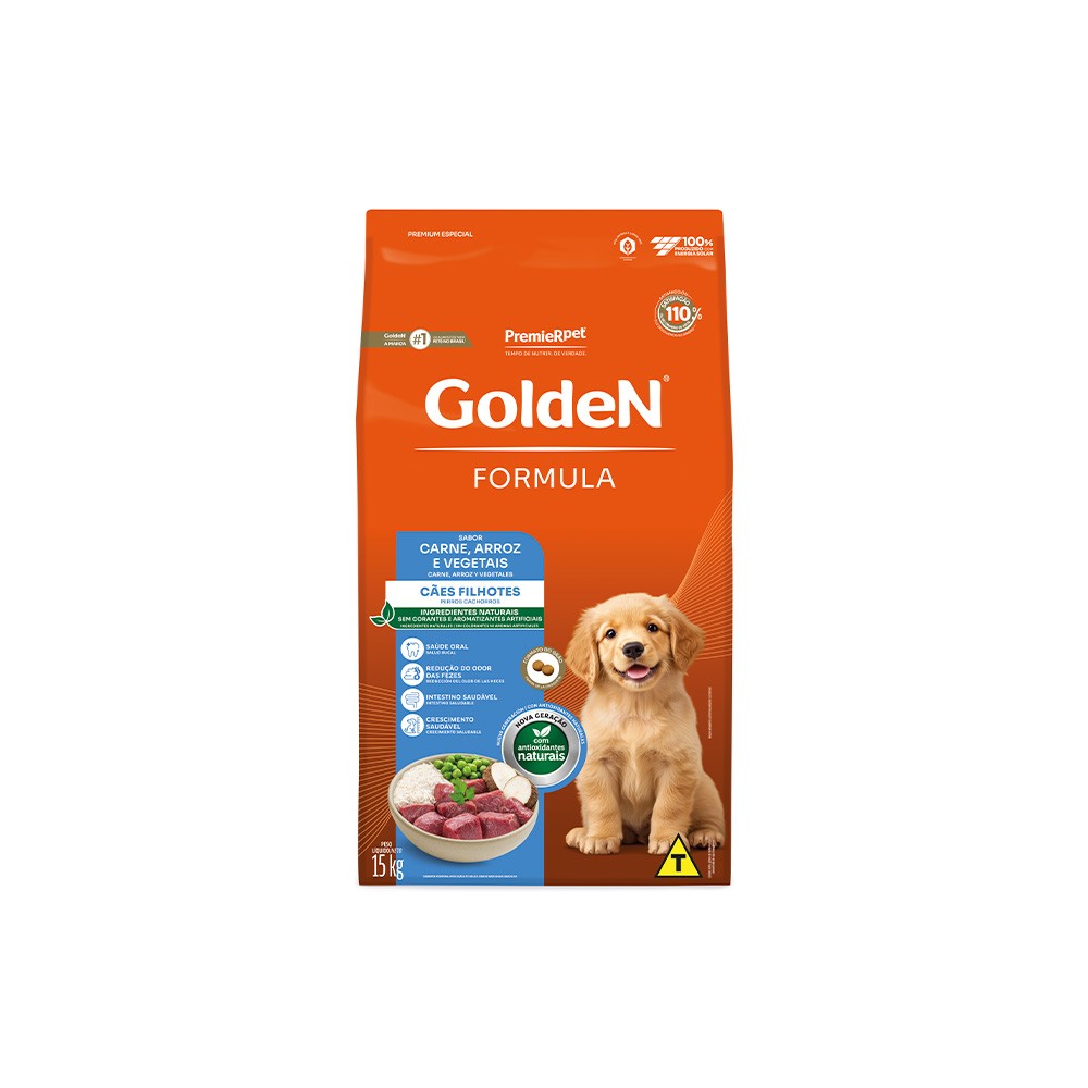 Golden Cães Filhotes R.G Carne 15kg