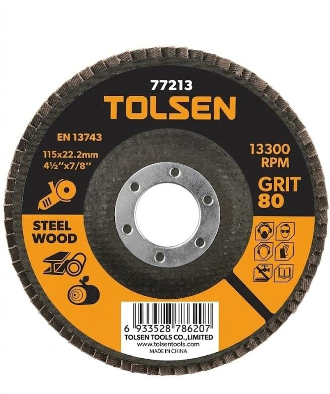 Disco lija flap 80# 115x22.2mm TOLSEN